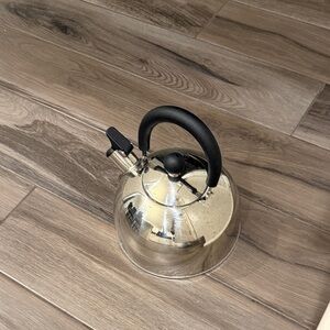 Stainless Steel Whistling Kettle with Black Handle
